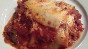 A slice of Veggie Lasagna chock full of vegetables from the garden!  (Photo Credit: Adroit Ideals)