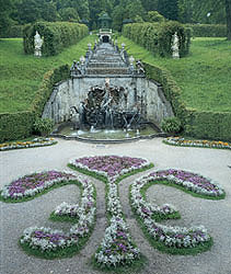 View of the Cascade with the Neptune Fountain and Music Pavilion (Photo Courtesy linderhof.de)